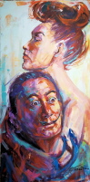Dali mit Gala - Acryl auf Leinwand 50 x 120 cm